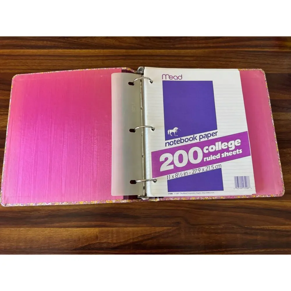 Vintage ‘80s Treasures of Truth Binder w/ Mead College Ruled Sheets of Paper